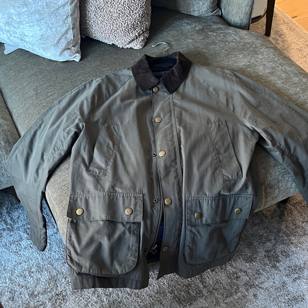 J. Crew Military Field Jacket in Olive with Brown and Bronze Accents